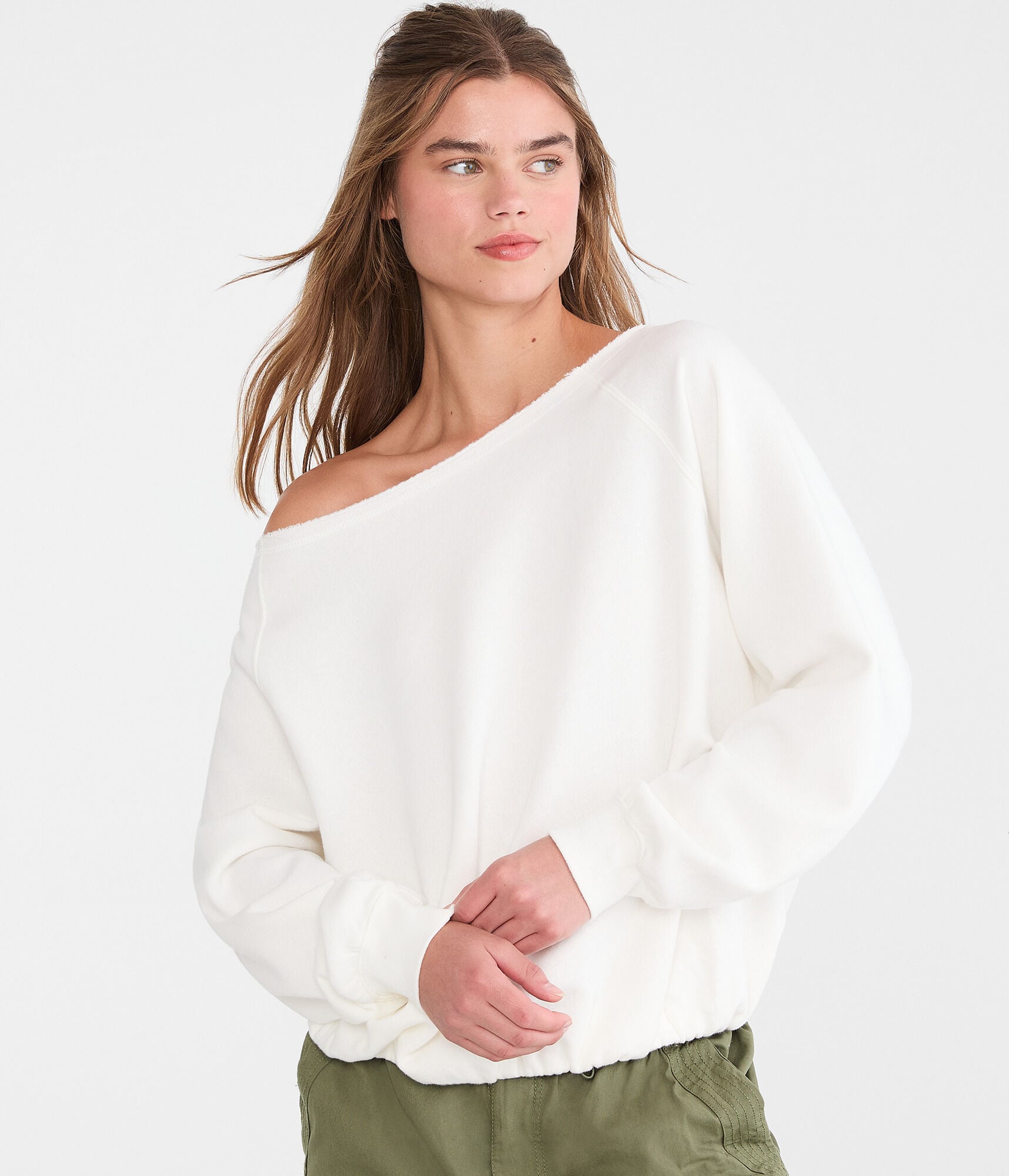 Cloud Soft Slash-Neck Bubble Sweatshirt