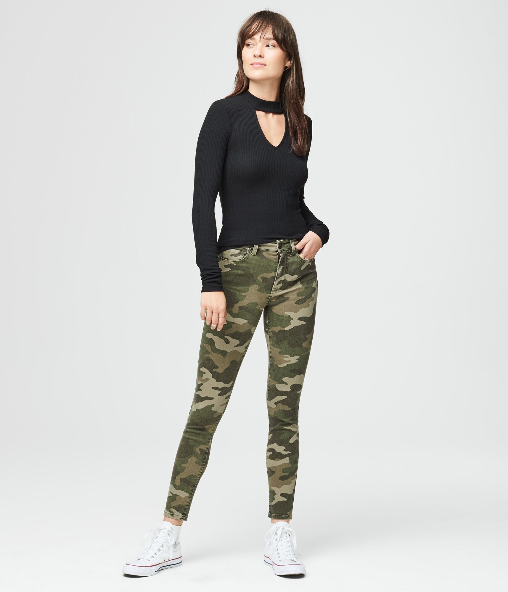 Long Sleeve Keyhole Mock-Neck Top