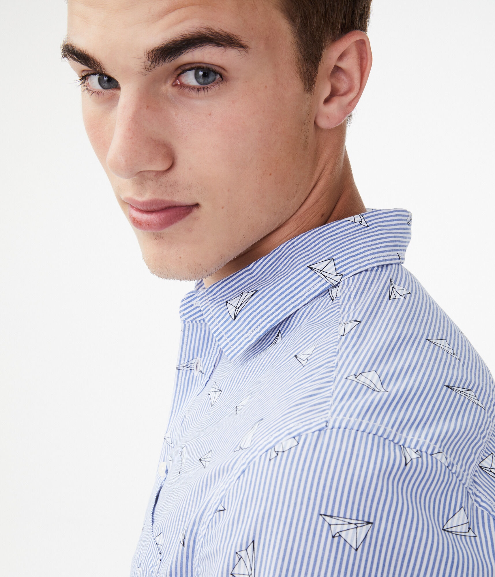 Long Sleeve Paper Plane Button-Down Shirt