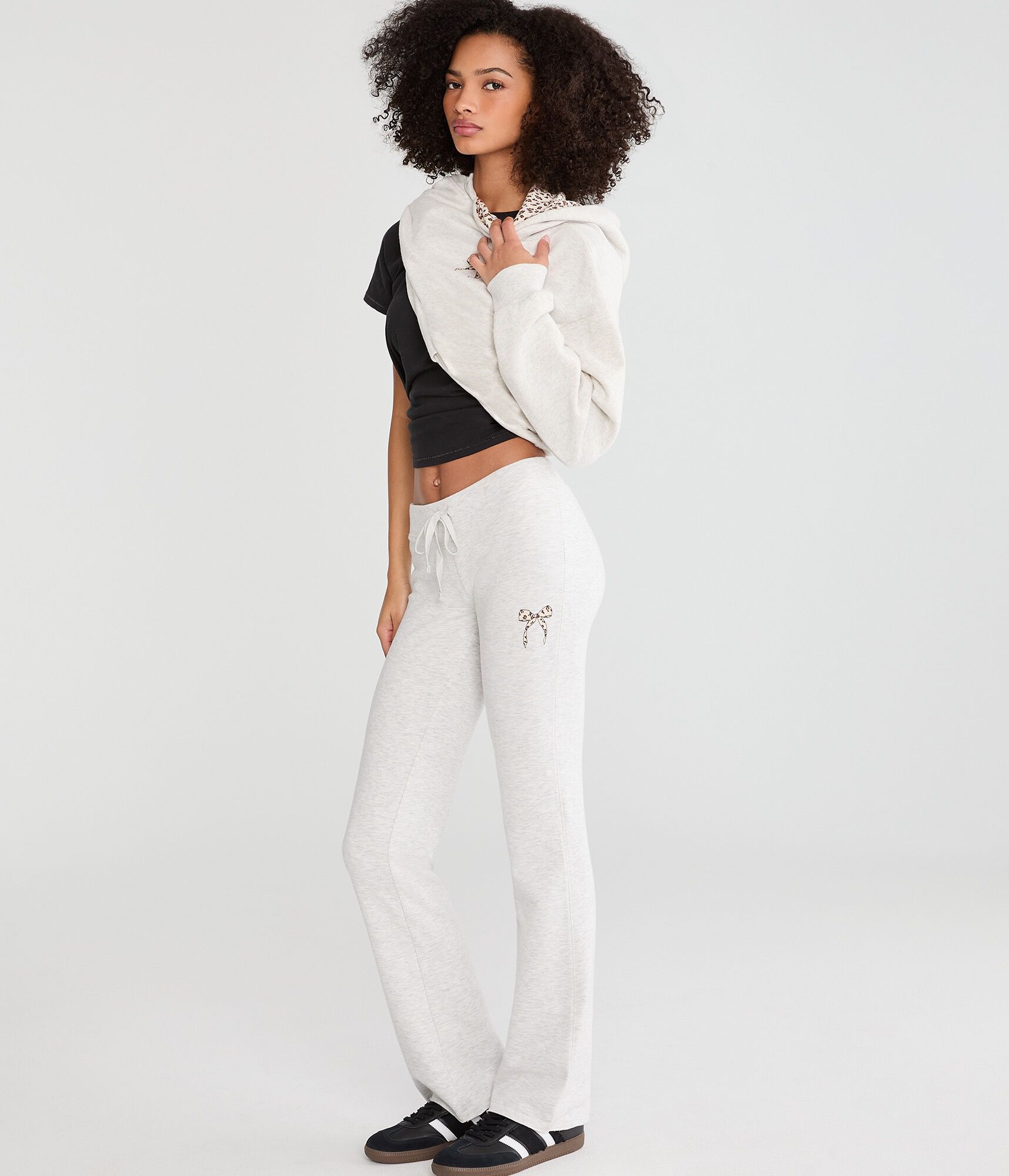 Cloud Soft Leopard Print Bow Fit & Flare Sweatpants