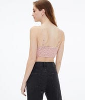 Floral Lace Button-Front Cropped Cami