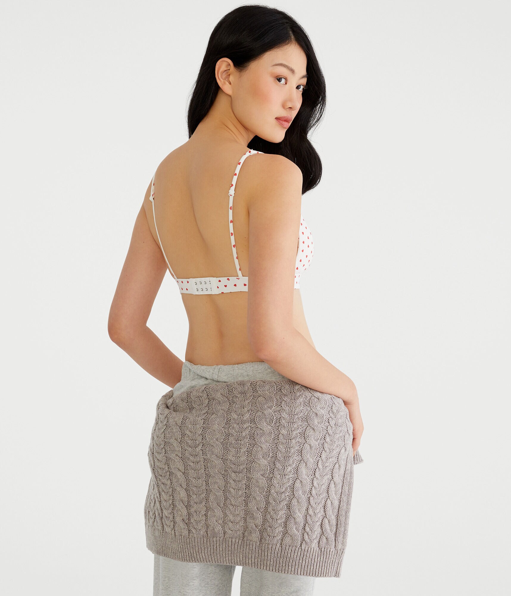 Heart Print Plunge Triangle Bra