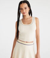 Striped Cropped Scoop-Neck Sweater Tank