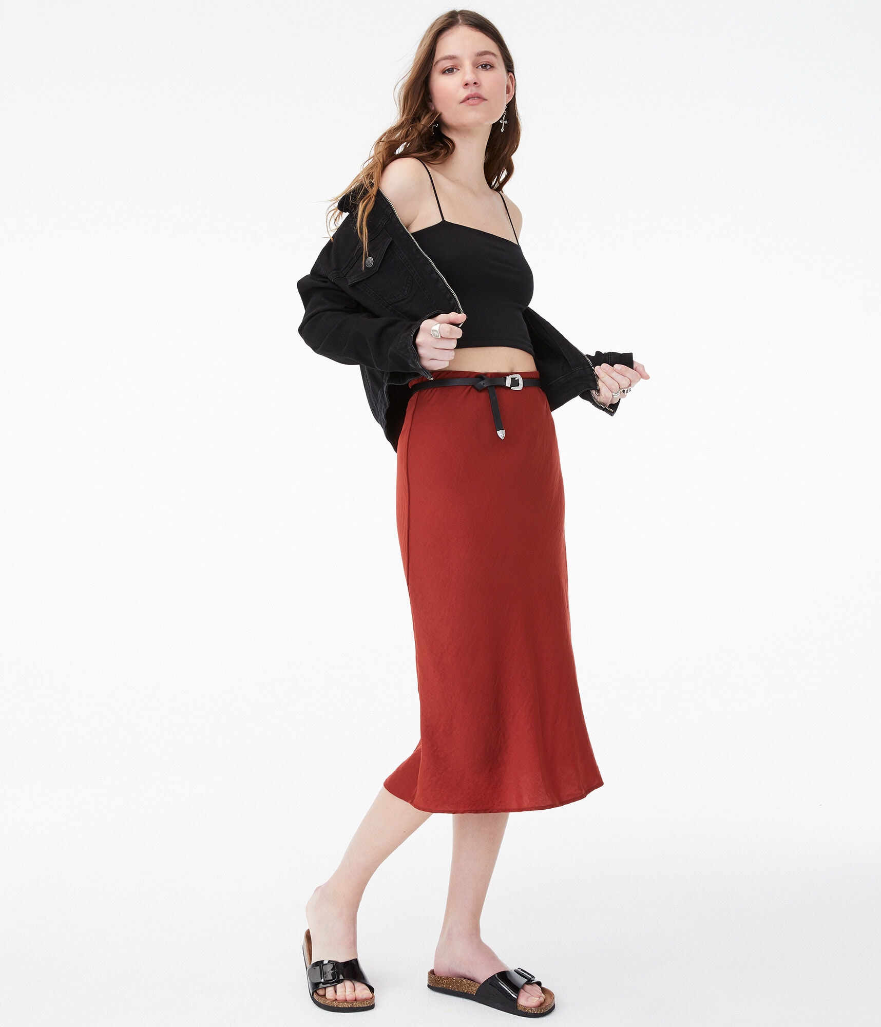 Satin Midi Skirt
