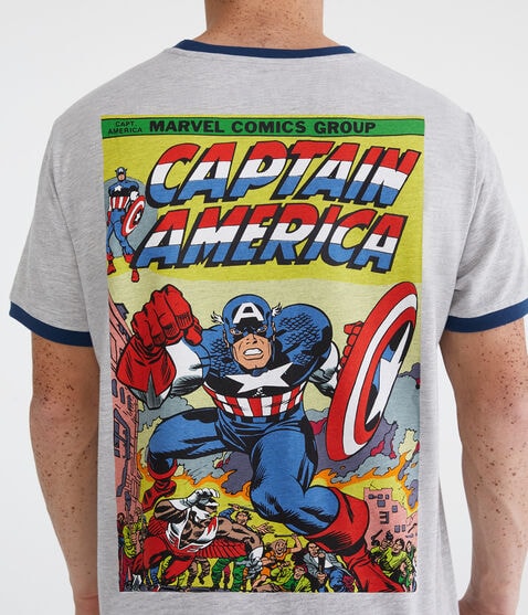 Marvel | Aero Captain America Relaxed Ringer Graphic Tee Marvel | Aero Captain America Relaxed Ringer Graphic Tee