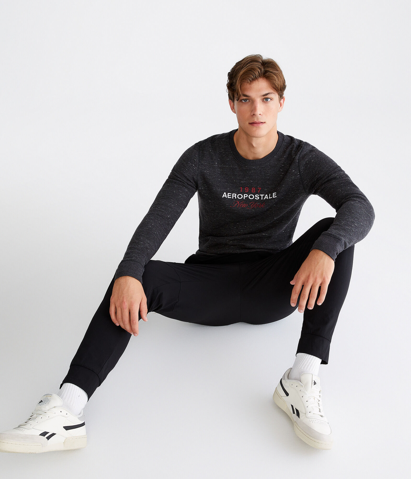 Long Sleeve Aeropostale Script Graphic Thermal Tee