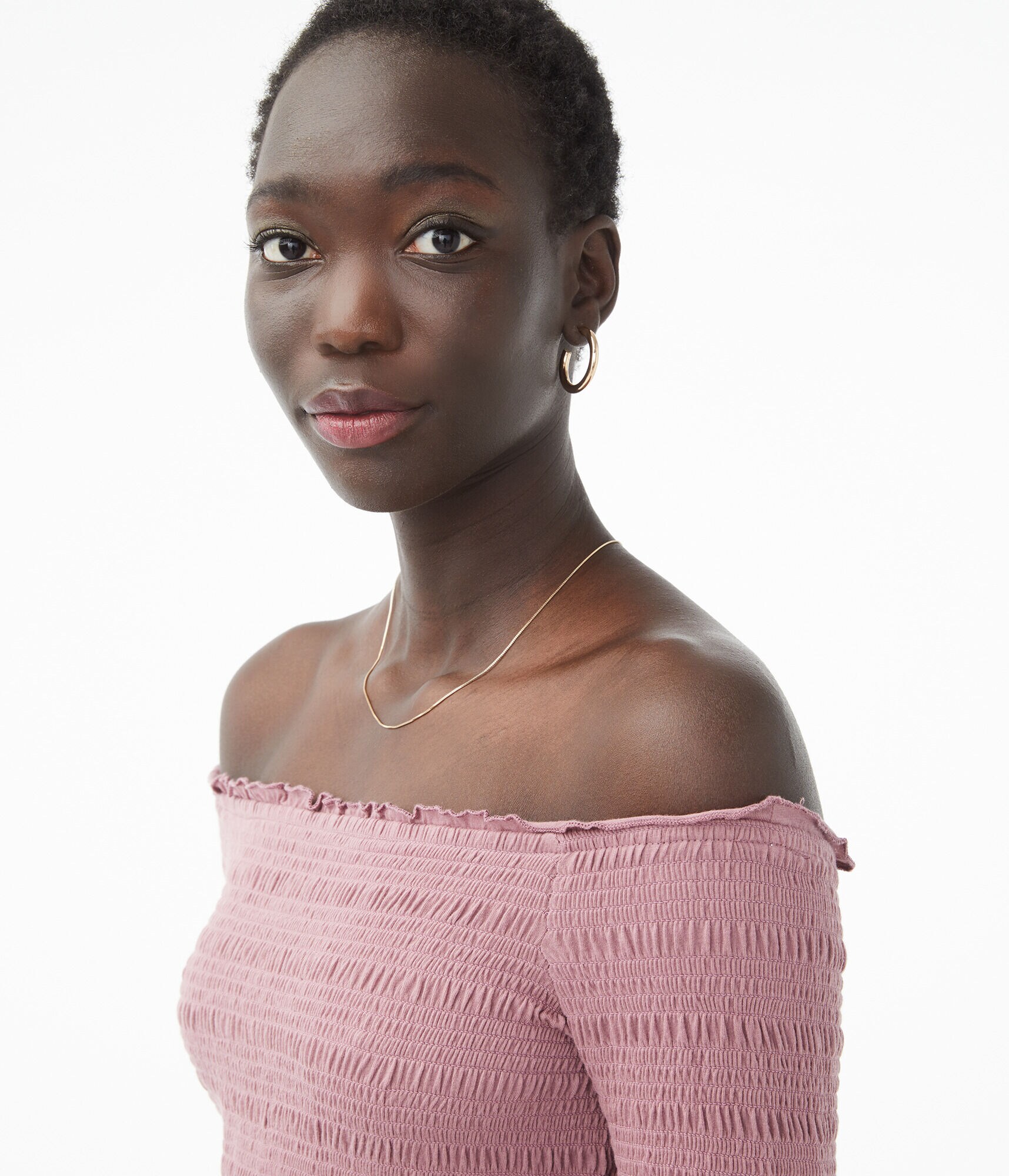 Long Sleeve Smocked Off-The-Shoulder Top