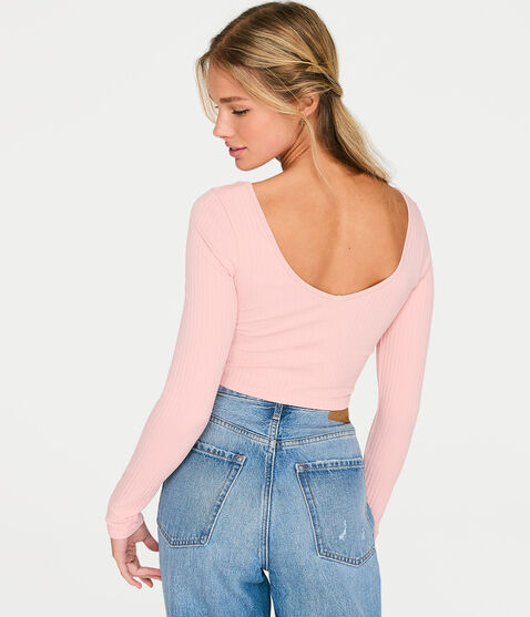 Long Sleeve Wear 3 Ways Crop Top Long Sleeve Wear 3 Ways Crop Top