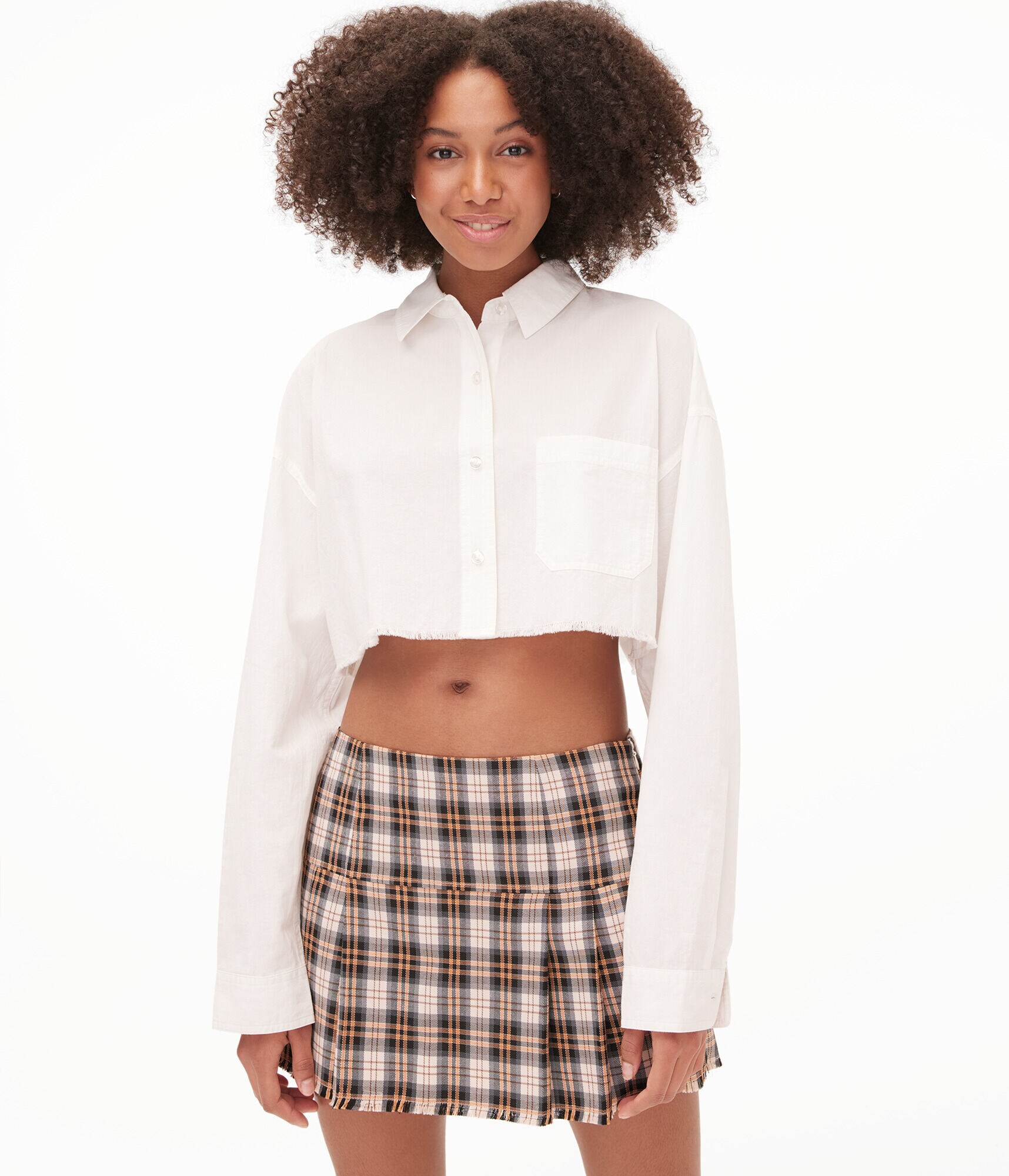 Poplin Cropped Button-Down Shirt