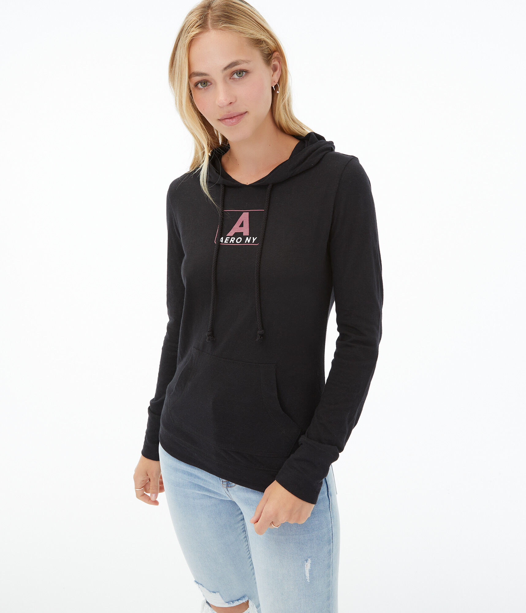 Long Sleeve Aero NY Hooded Graphic Tee***