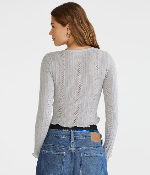 Long Sleeve Textured Cropped Cardigan