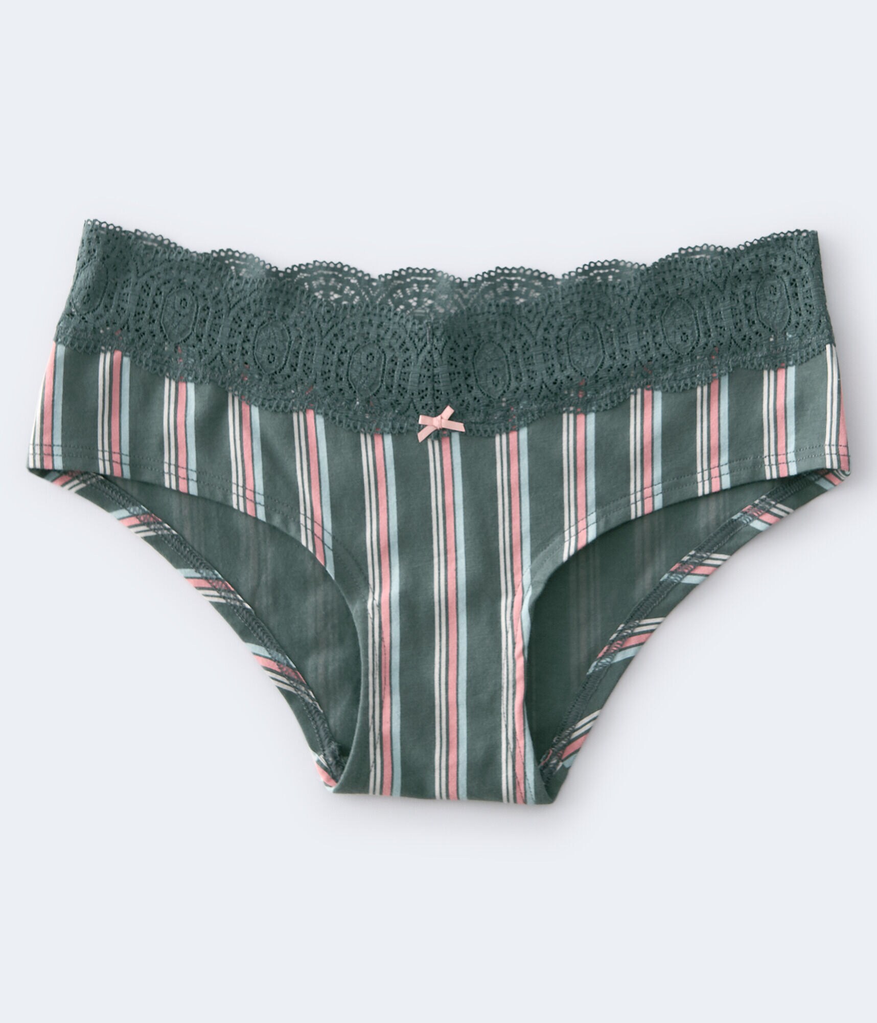 Vertical Stripe Lace-Trim Hipster