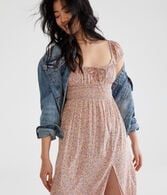 Floral Square-Neck Midi Dress