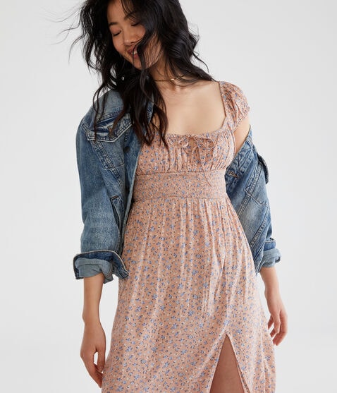 Floral Square-Neck Midi Dress Floral Square-Neck Midi Dress