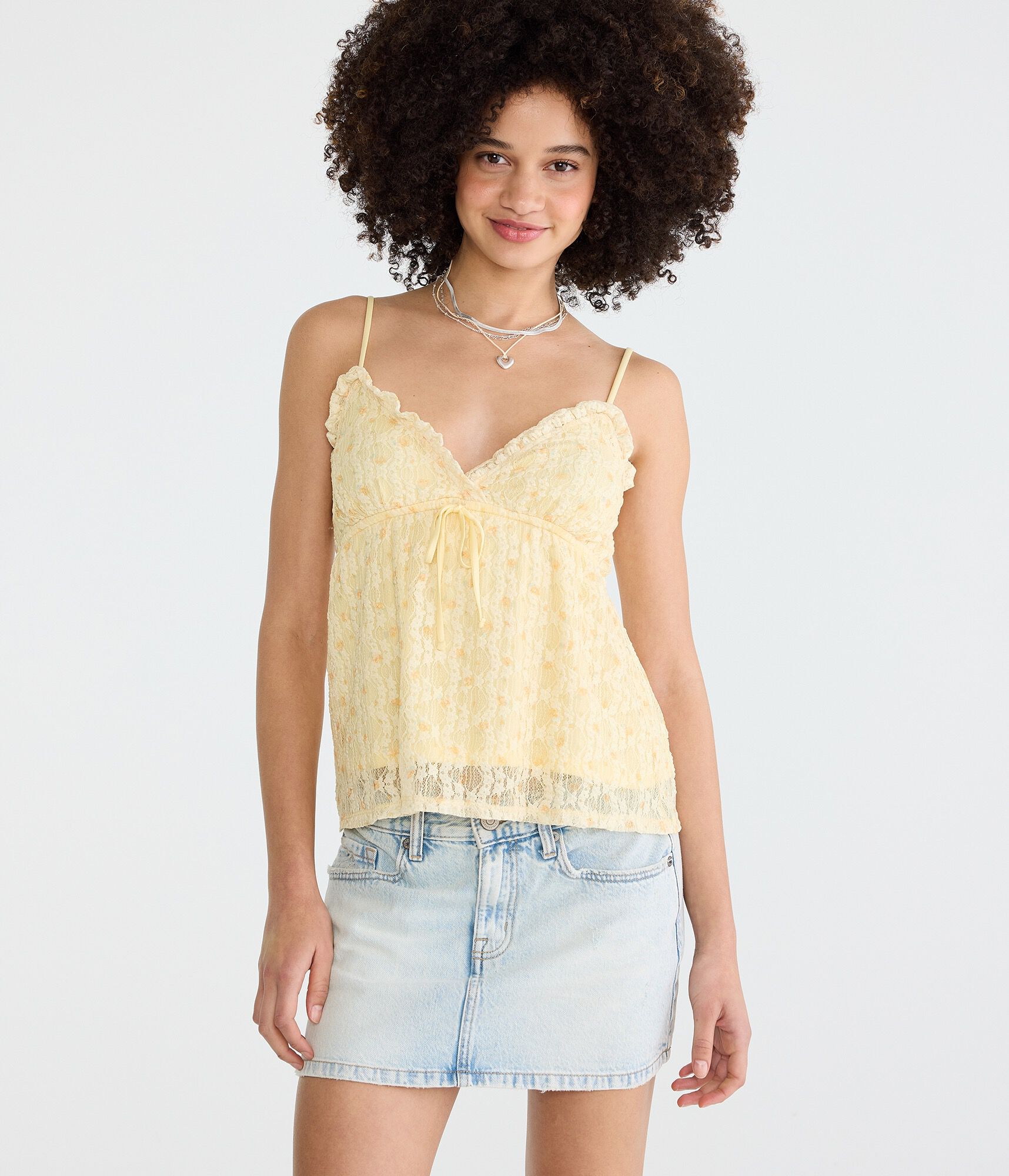 Floral Print Lace V-Neck Cami