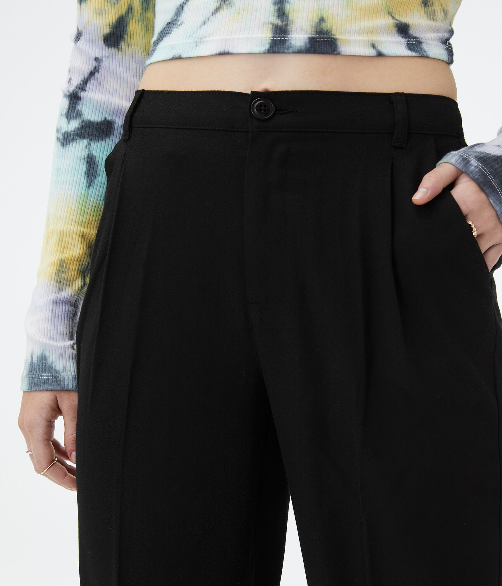 Loose High-Rise Twill Pants