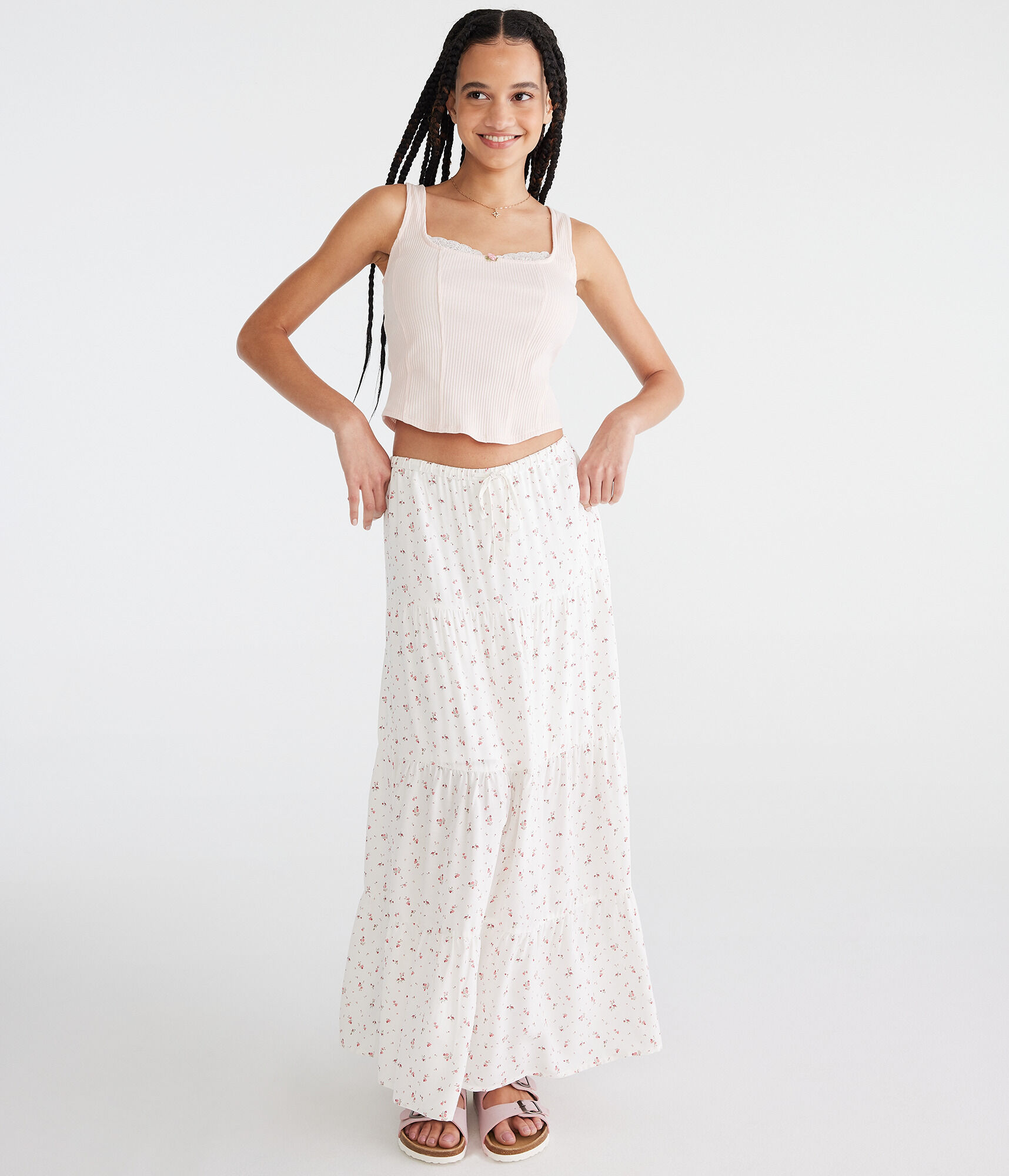 Floral Tiered Maxi Skirt