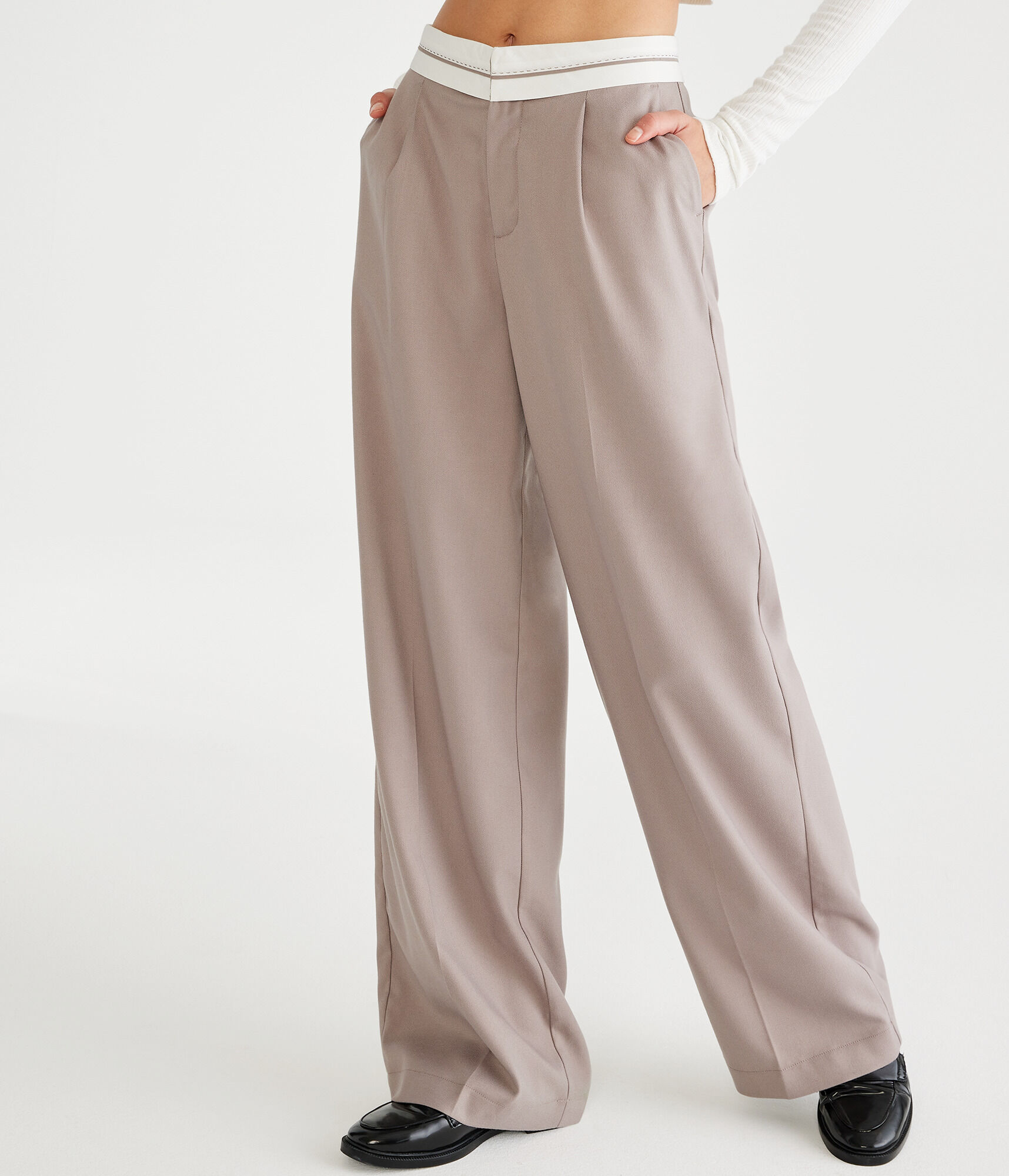 Preppy High-Rise Wide Leg Trousers