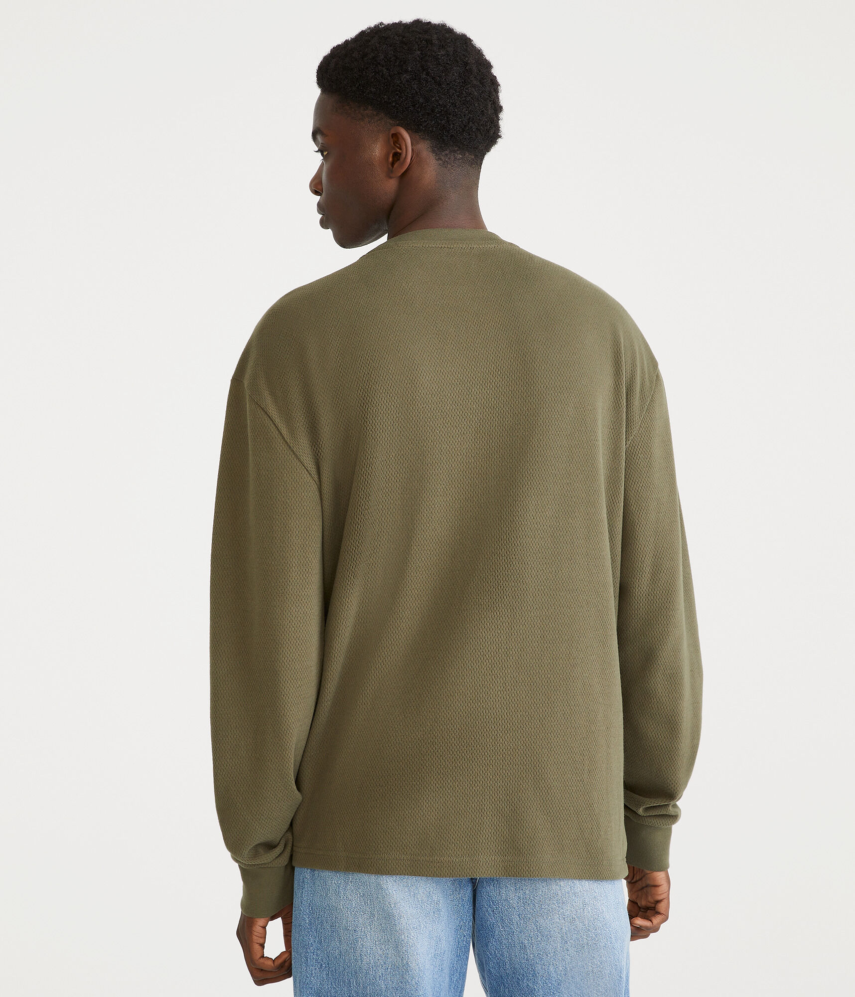 Long Sleeve Tonal Logo Thermal Crew Tee