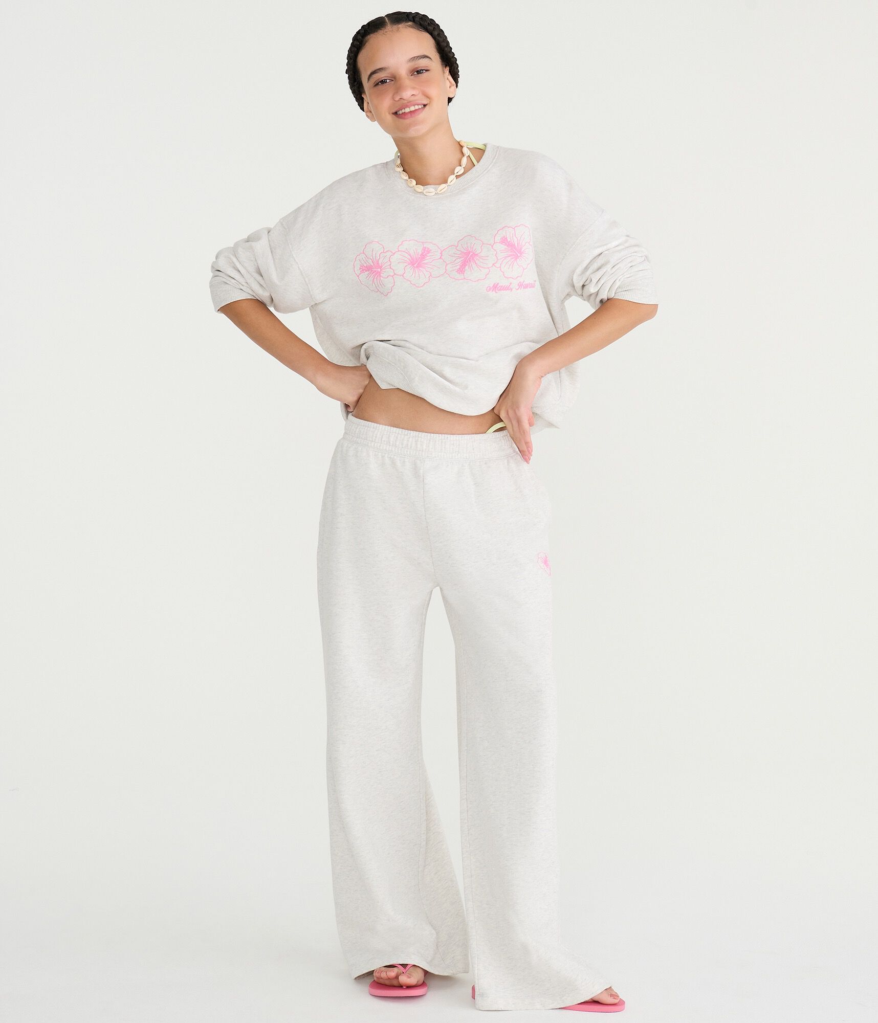 Cloud Soft Hibiscus Hawaii Crew Sweatshirt