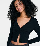 Long Sleeve Twist-Front Flyaway Tee