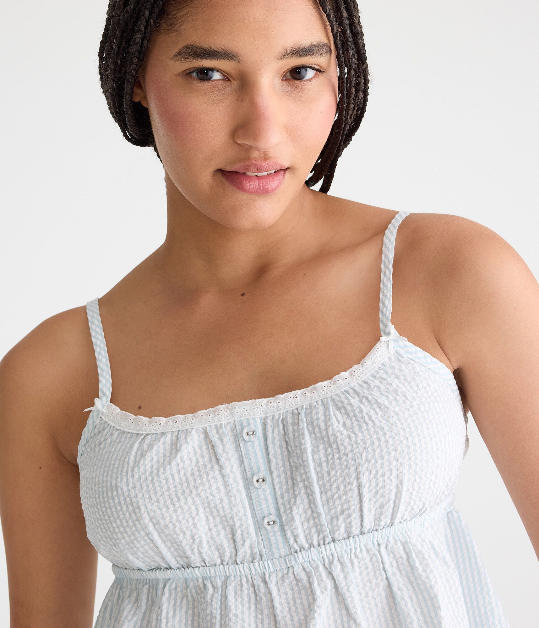 Seersucker Stripe Babydoll Sleep Cami