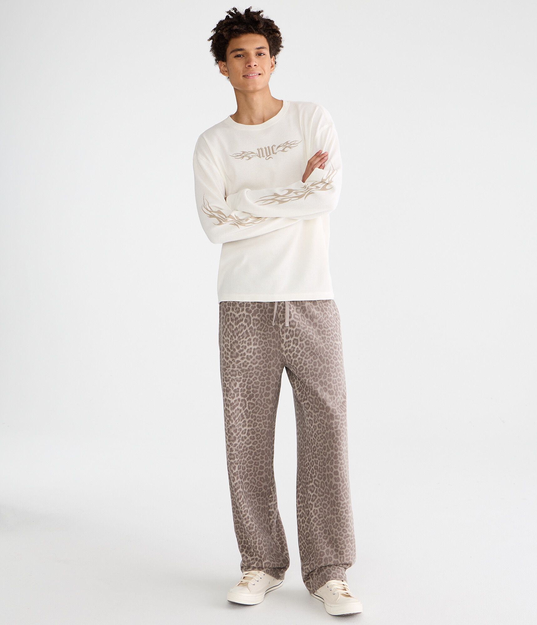 Cloud Soft Leopard Print Baggy Sweatpants