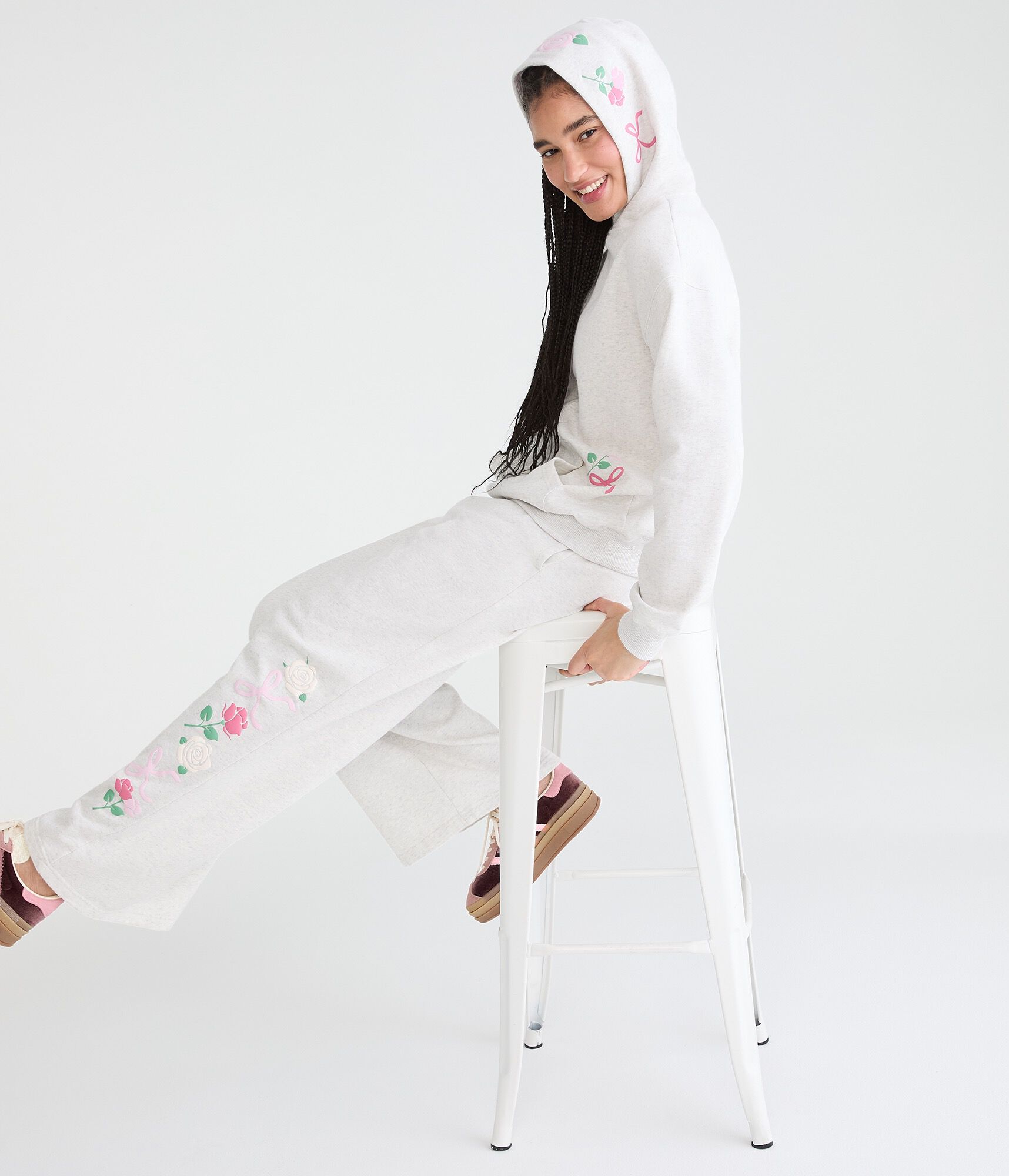 Cloud Soft Rose Bow Pullover Hoodie