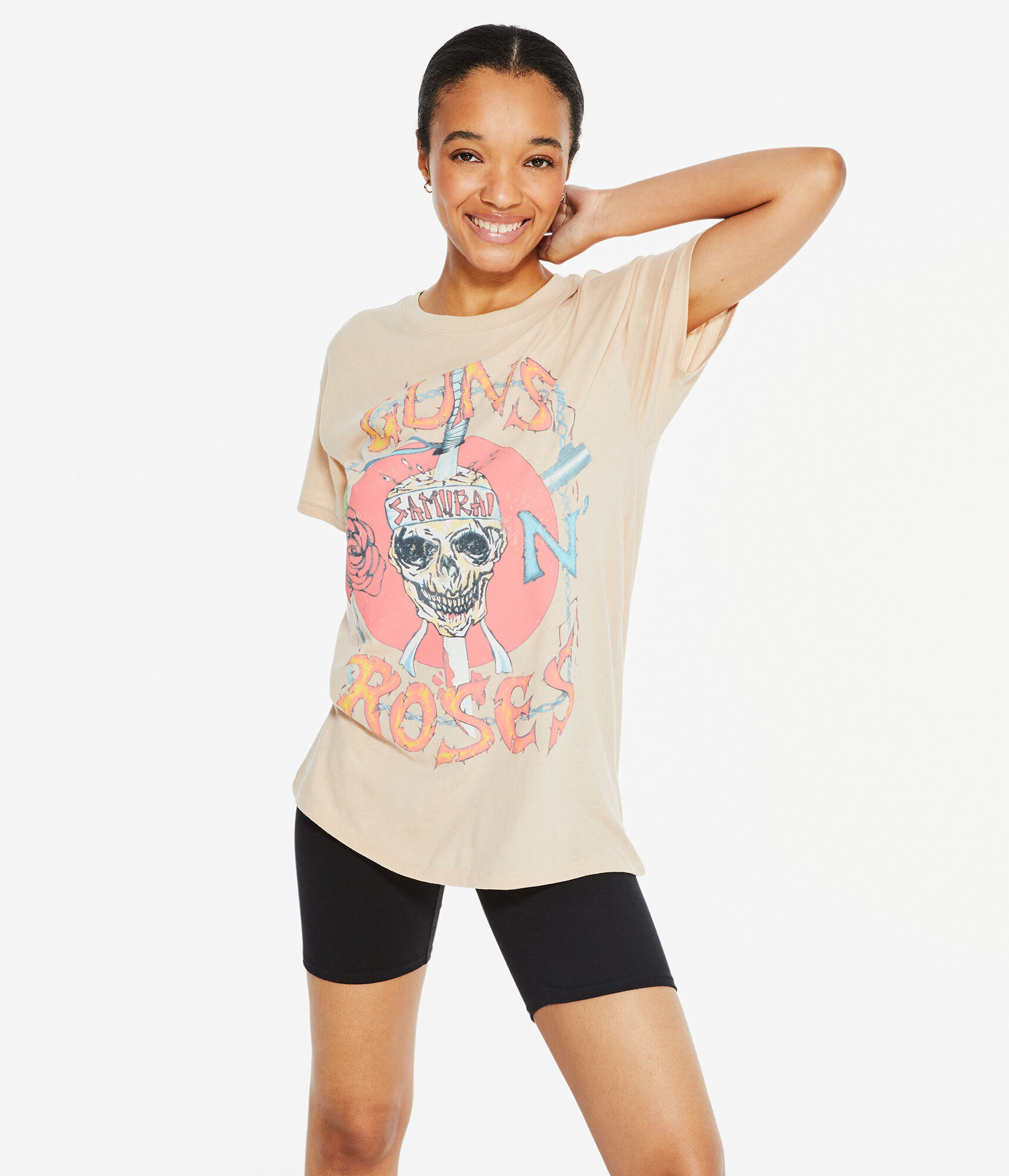 Guns N' Roses Samurai Skull Oversized Graphic Tee