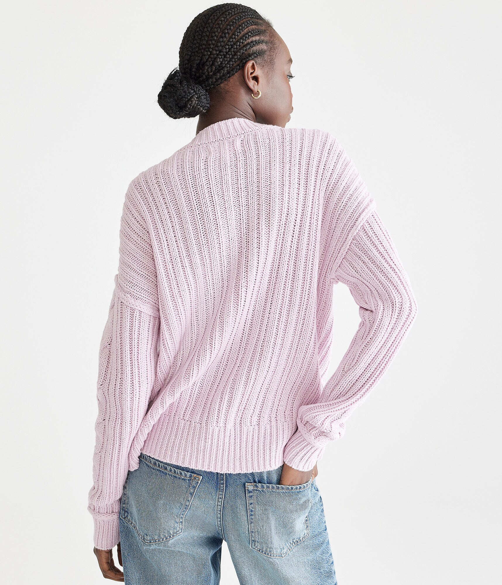 Cable-Knit V-Neck Sweater