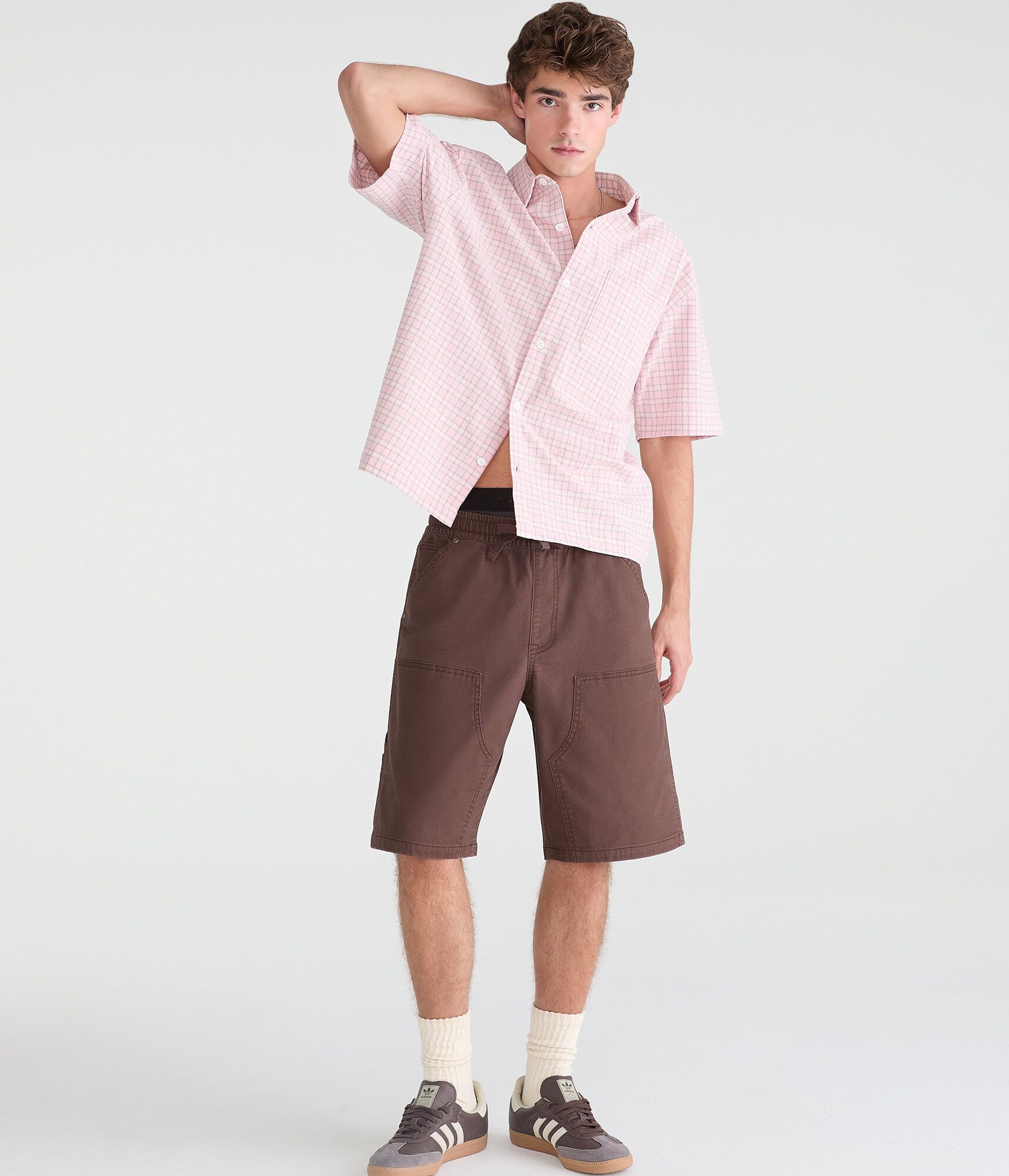 Microplaid Boxy Shirt