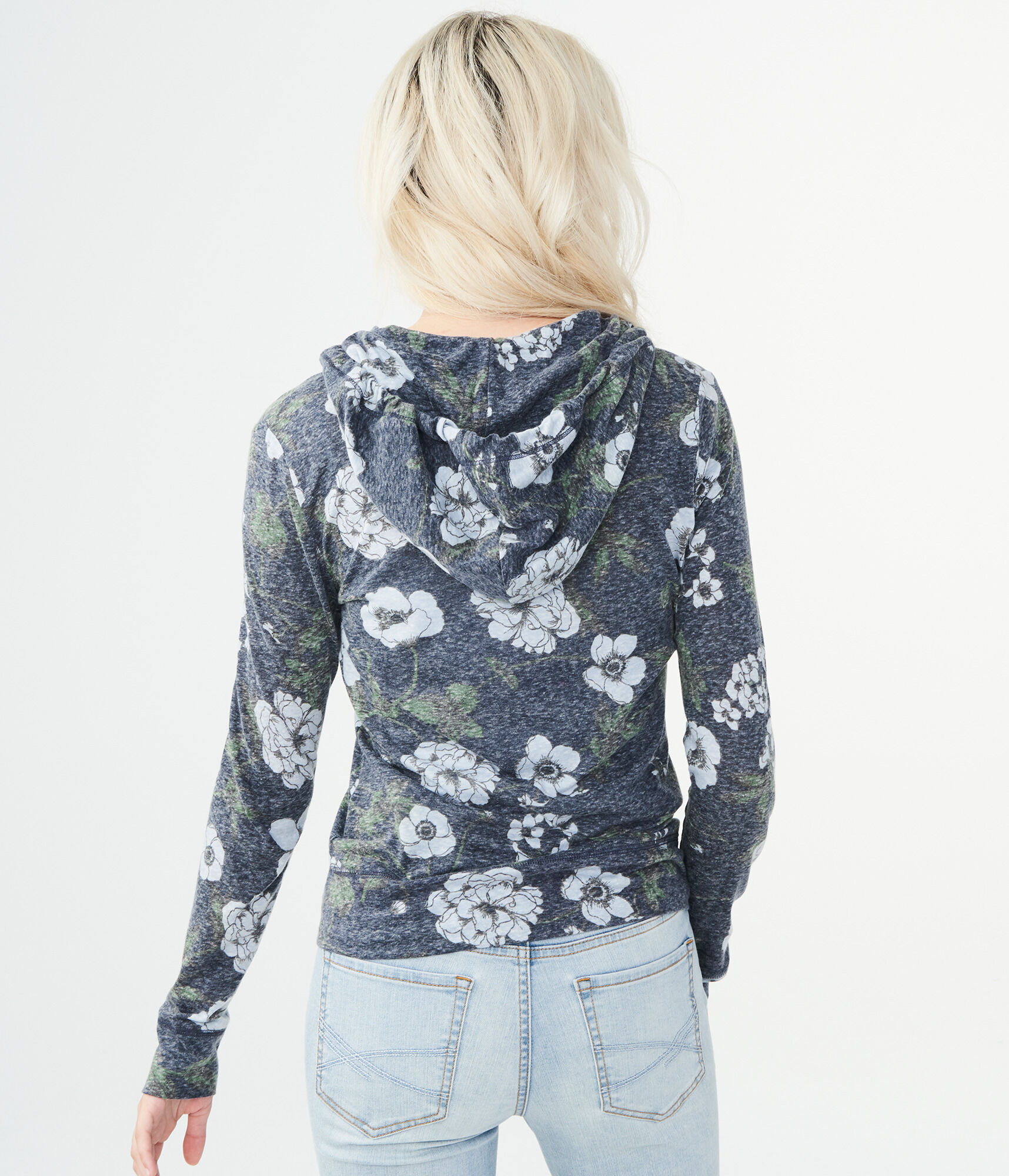 Blue floral hoodie Clearance