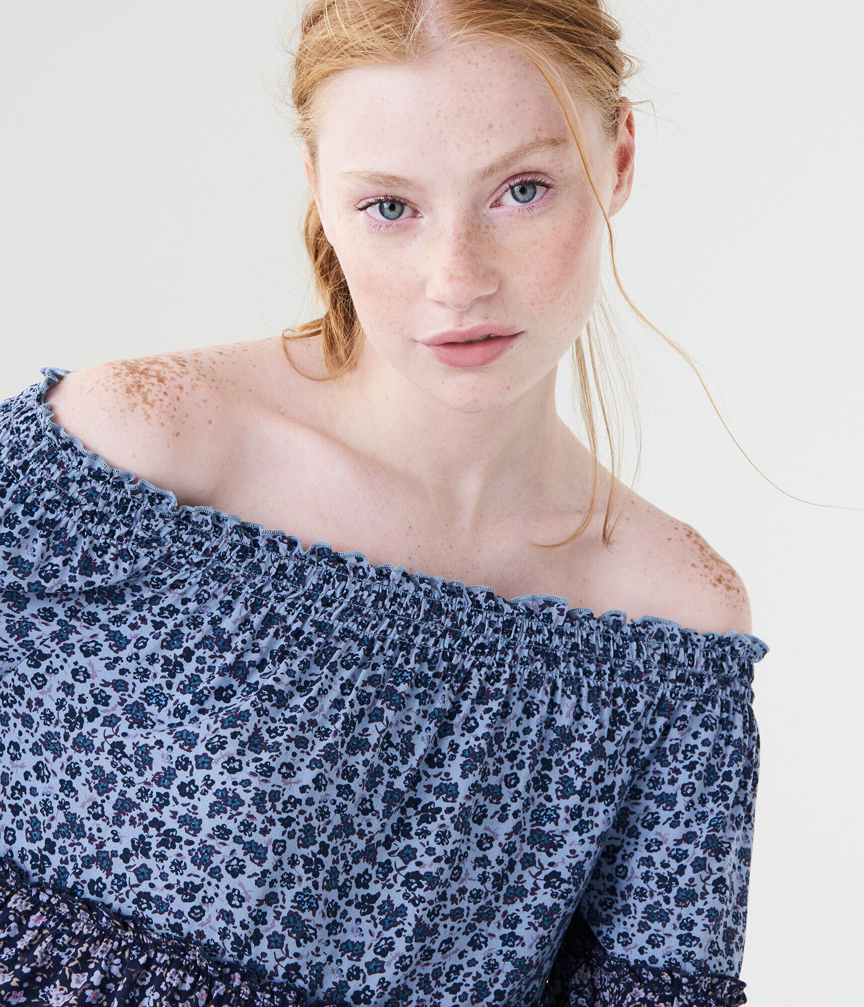 Floral Off-The-Shoulder Woven Top