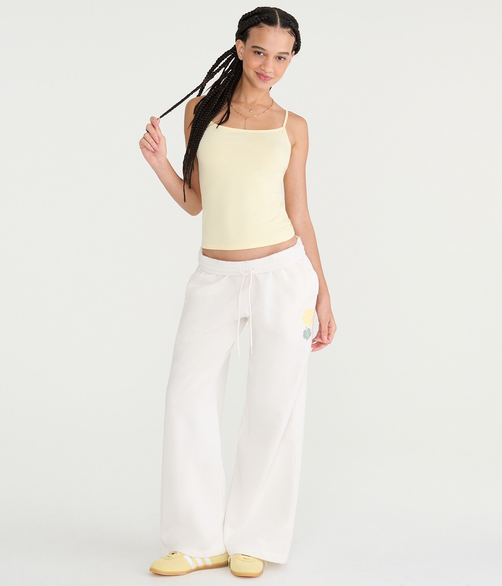Cloud Soft Hibiscus Mid-Rise Wide Leg Sweatpants