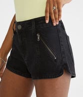 Mid-Rise Denim Shorty Shorts