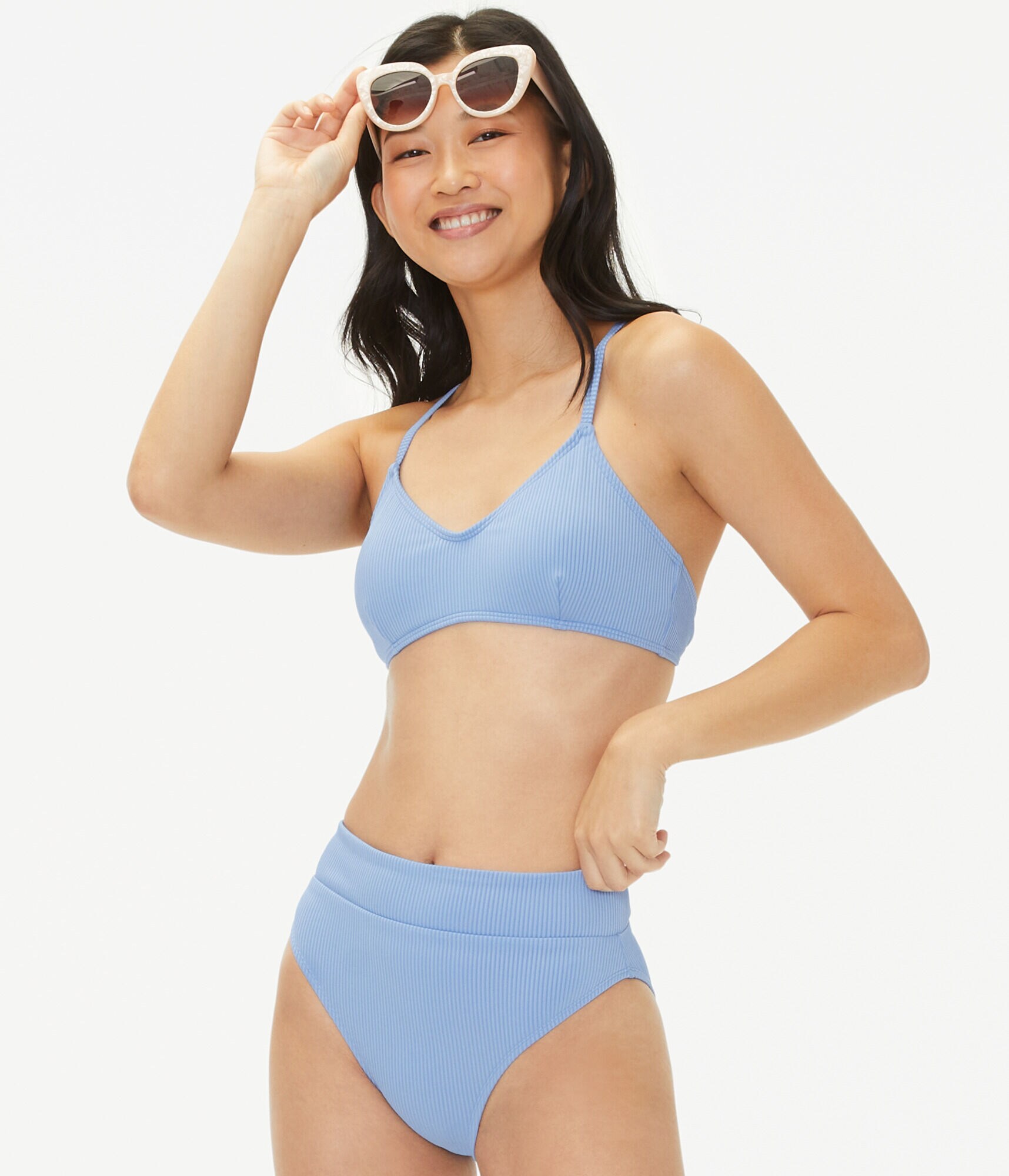 Ribbed Strappy-Back Bikini Top