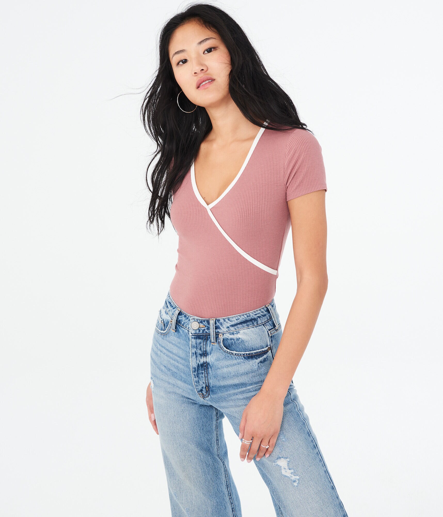 Solid Faux Wrap Tee***