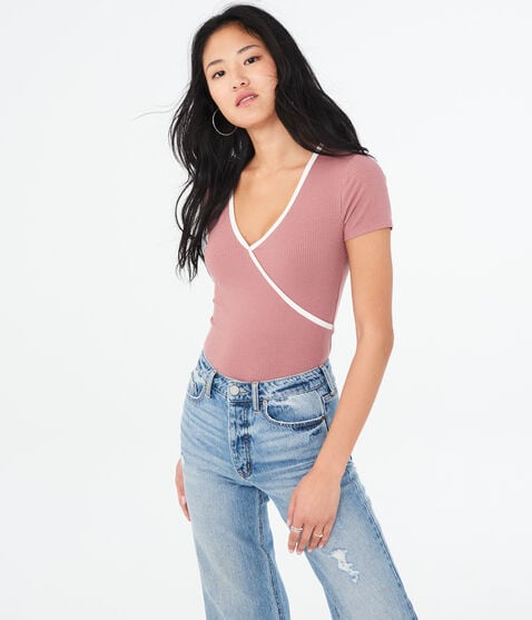 Solid Faux Wrap Tee*** Solid Faux Wrap Tee***