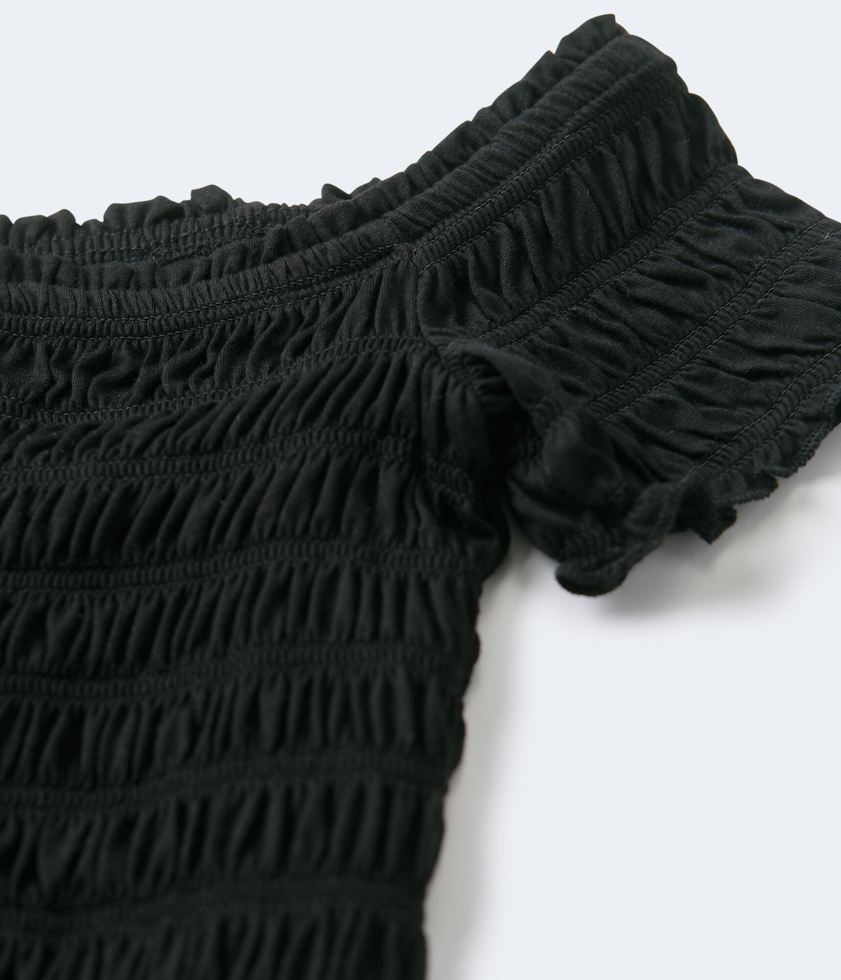 Smocked Off-The-Shoulder Crop Top