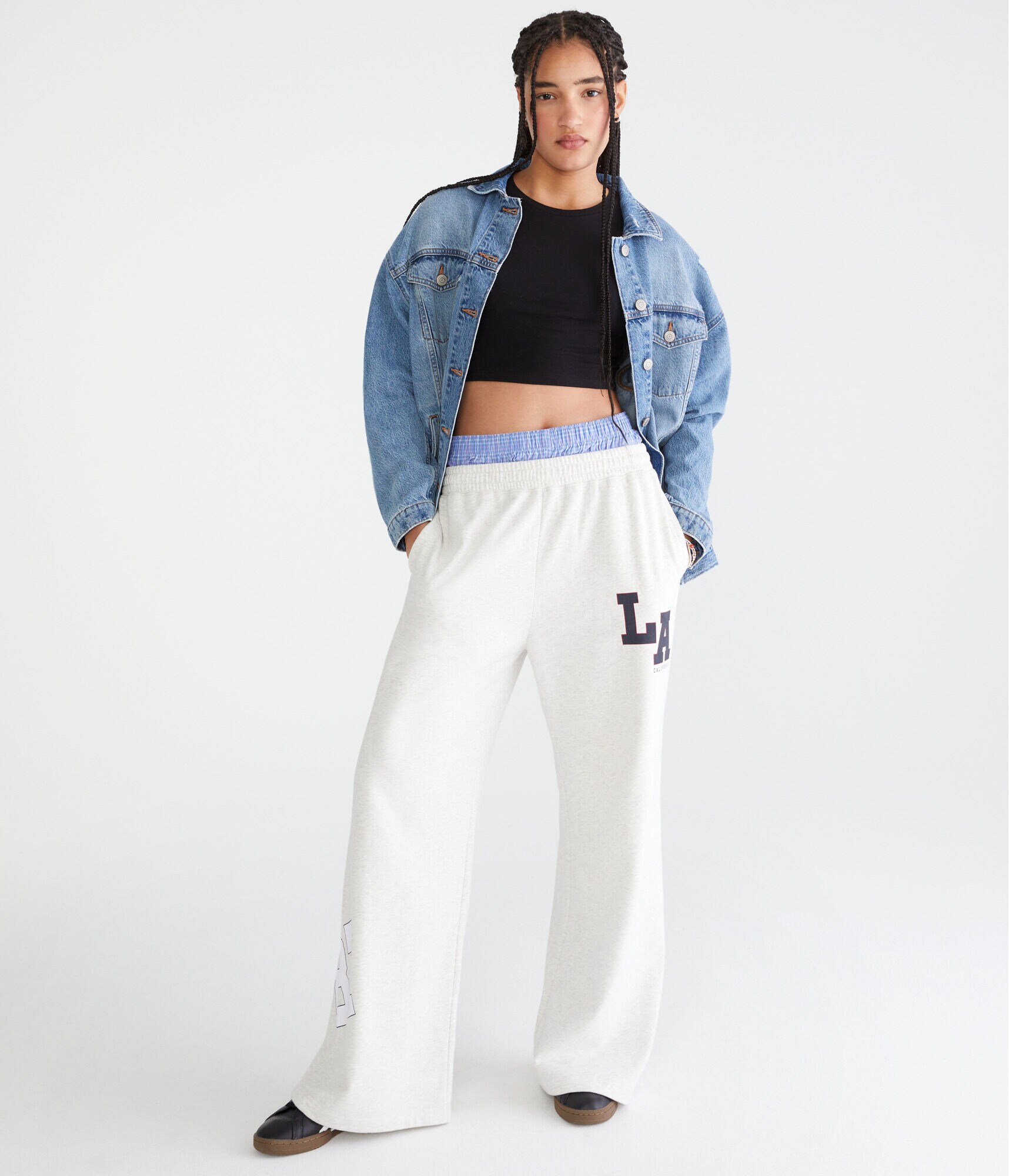 LA California Mid-Rise Wide Leg Sweatpants