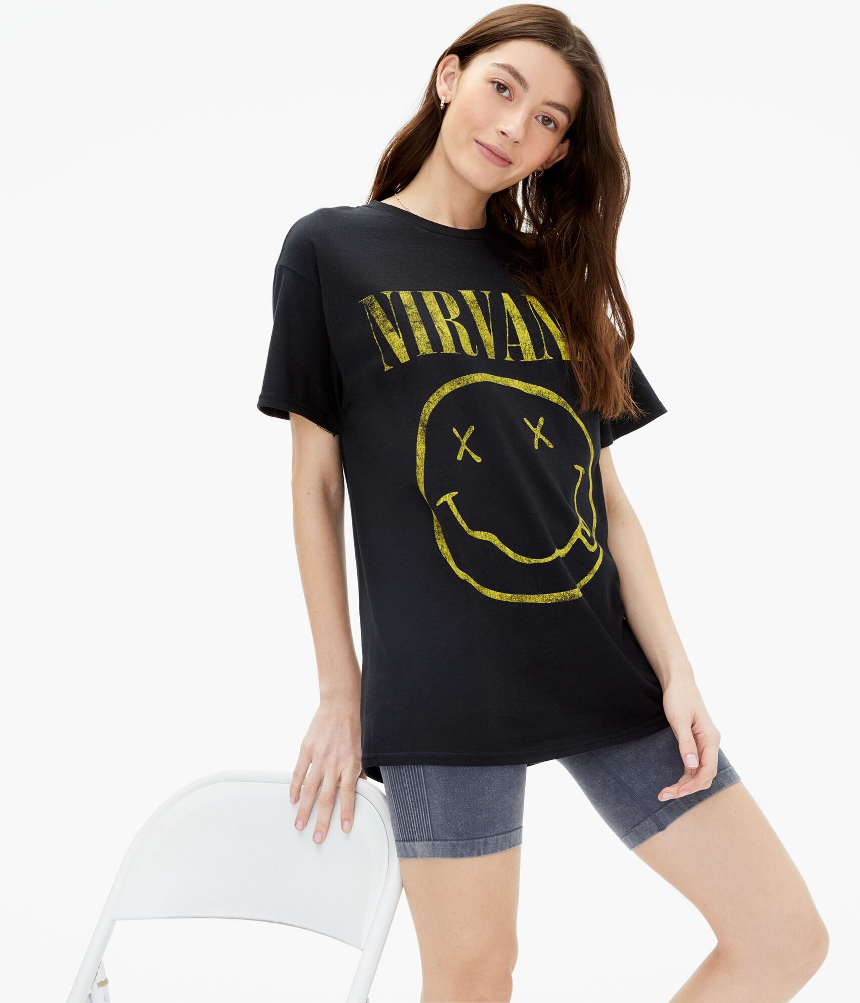 Nirvana Smiley Face Boyfriend Graphic Tee