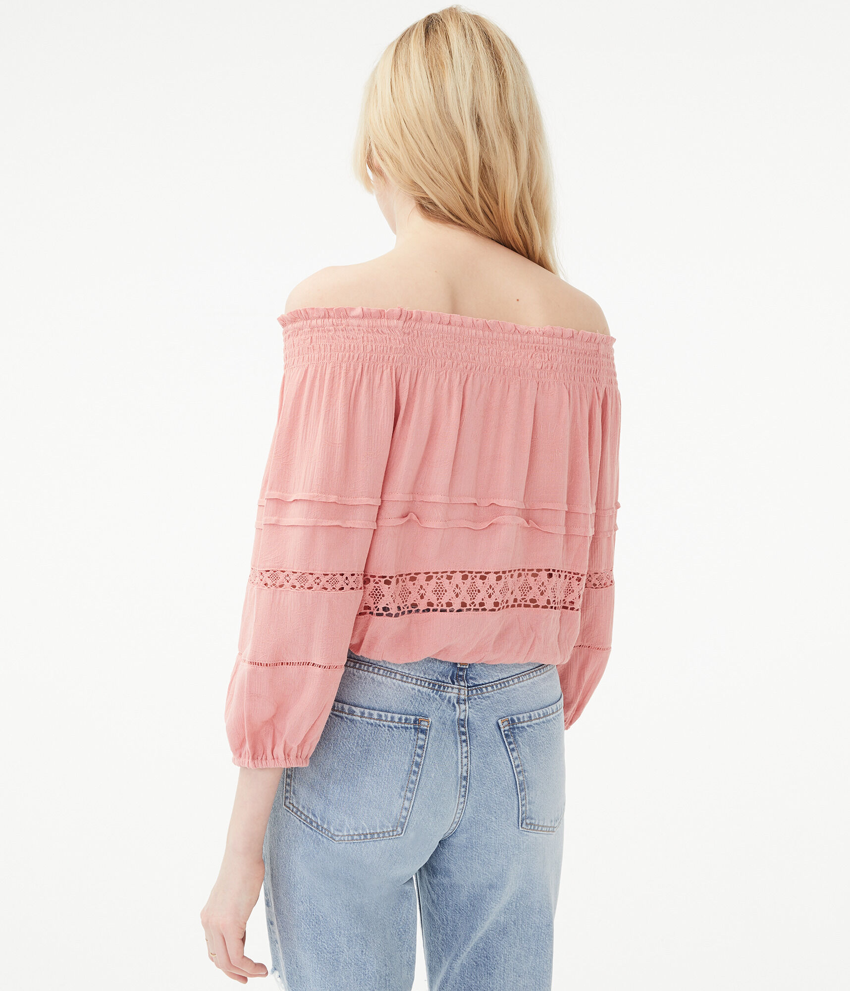 Long Sleeve Off-The-Shoulder Peasant Crop Top