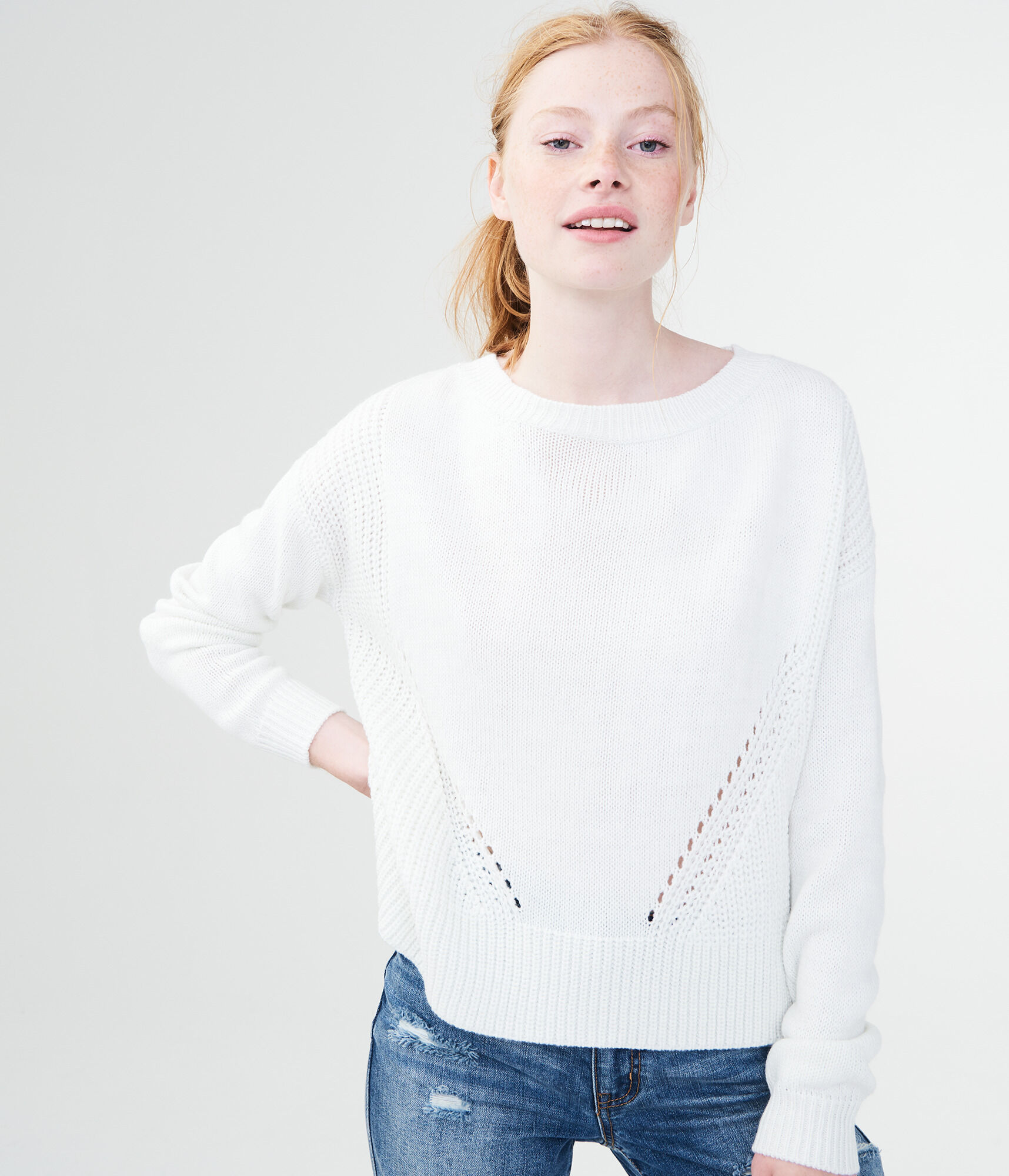 Mixed Pointelle Sweater