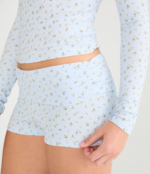 Floral Fold-Over Knit Sleep Shorts Floral Fold-Over Knit Sleep Shorts