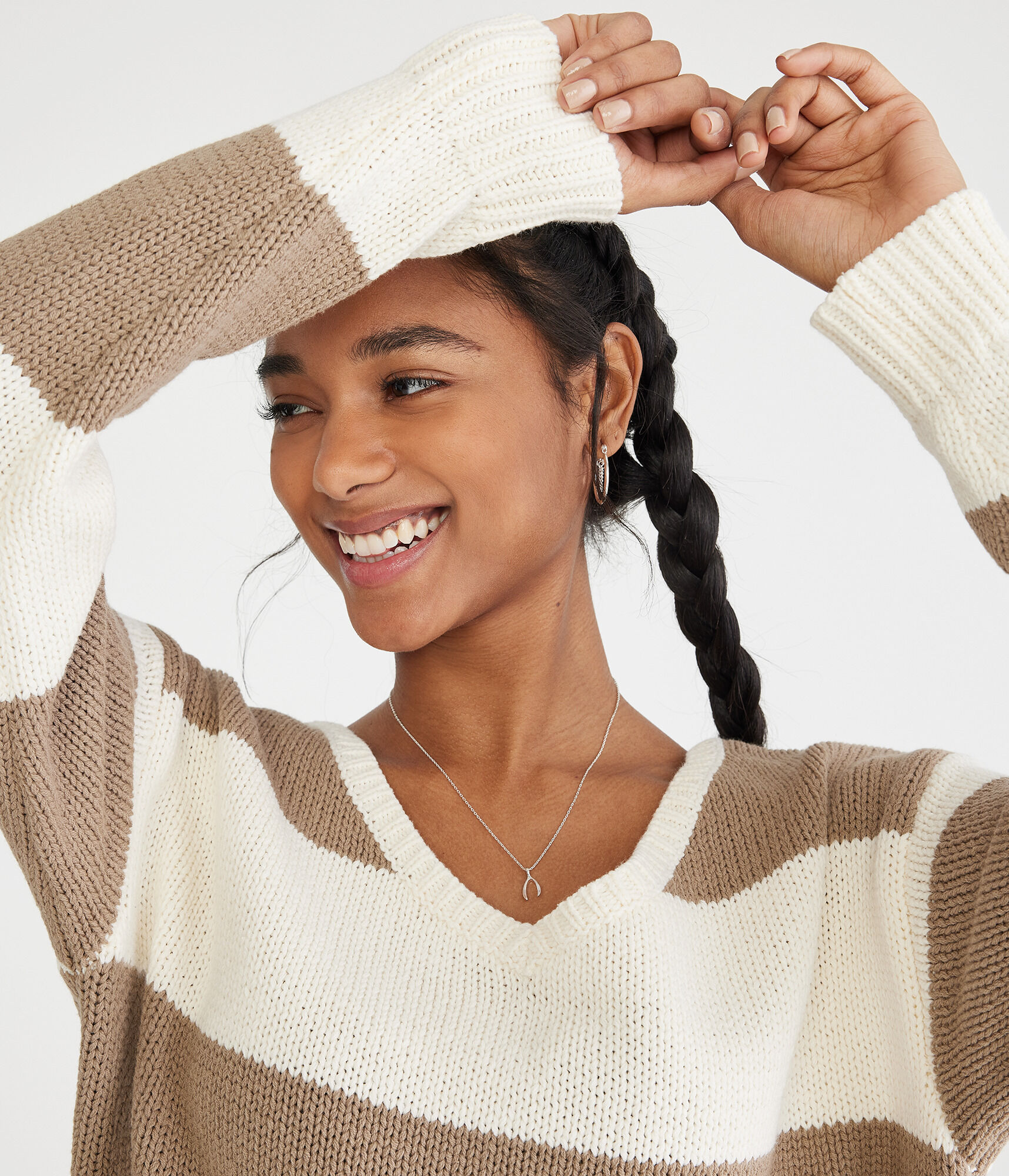 Rugby Stripe V-Neck Sweater