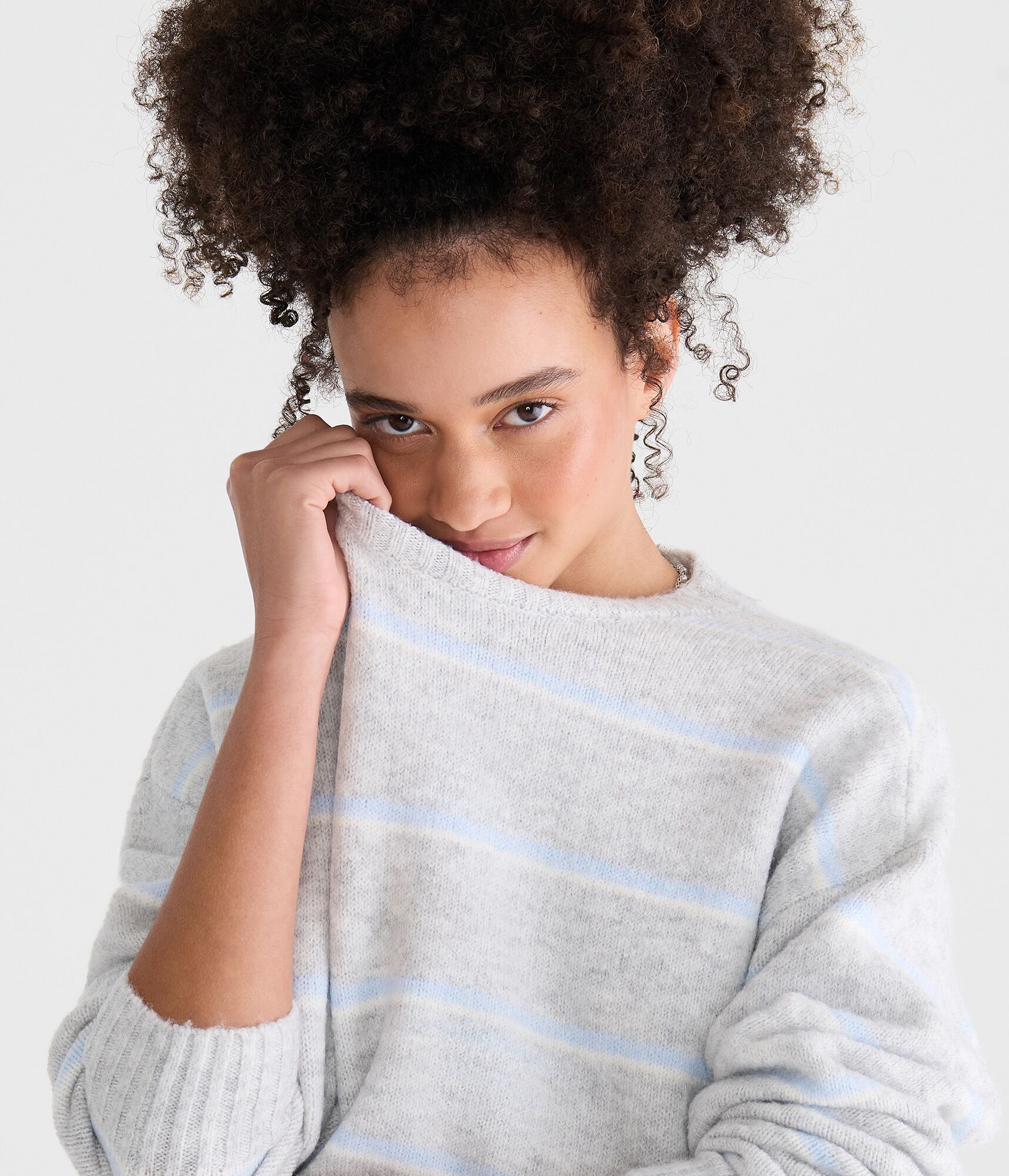 Striped Cozy Crew Sweater