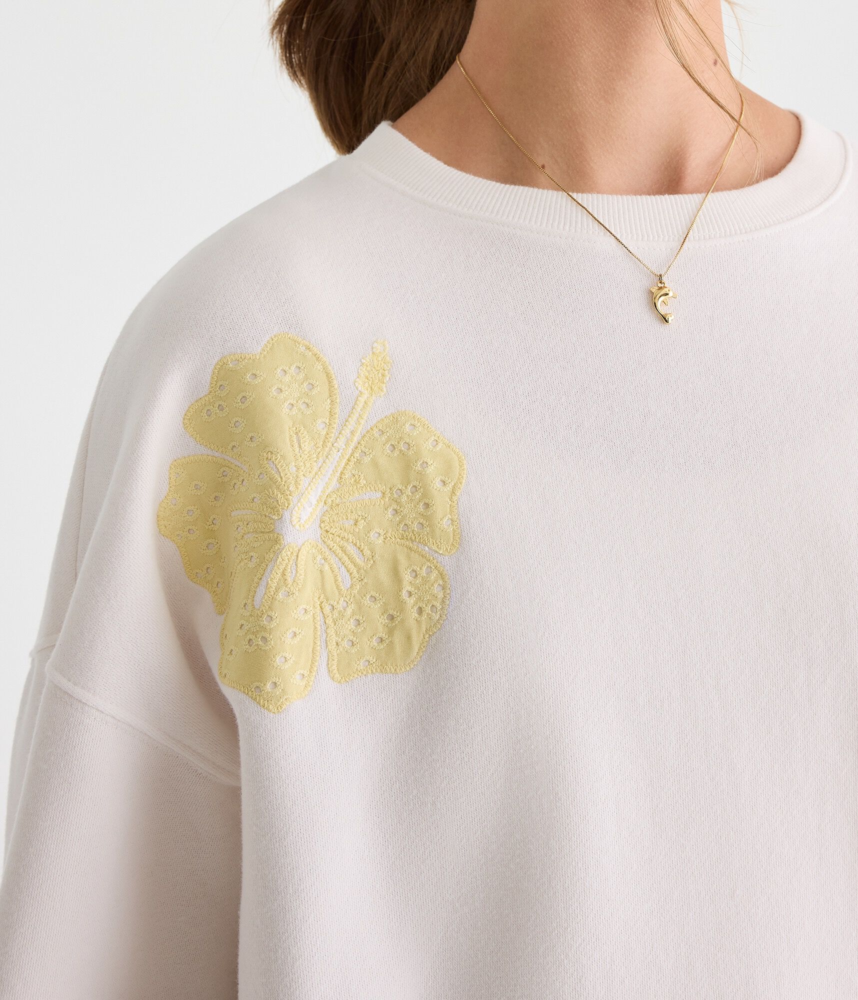 Cloud Soft Hibiscus Oversized Crew Sweatshirt