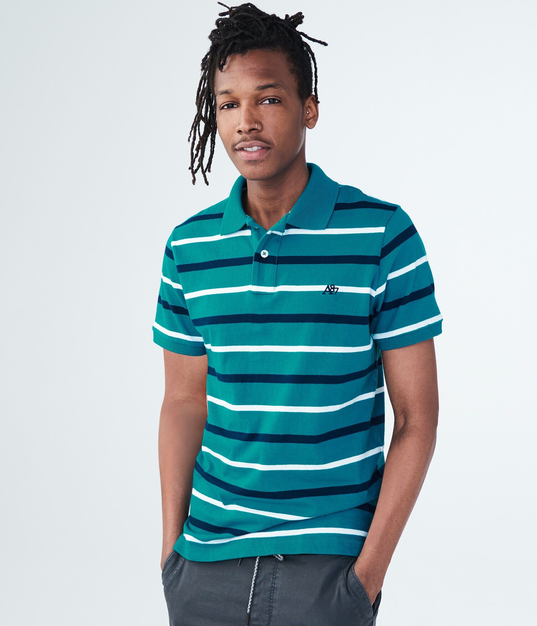 A87 Striped Jersey Polo