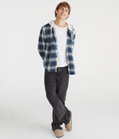 Long Sleeve Plaid Hooded Flannel Shirt