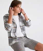 Long Sleeve Plaid Hooded Flannel Shirt